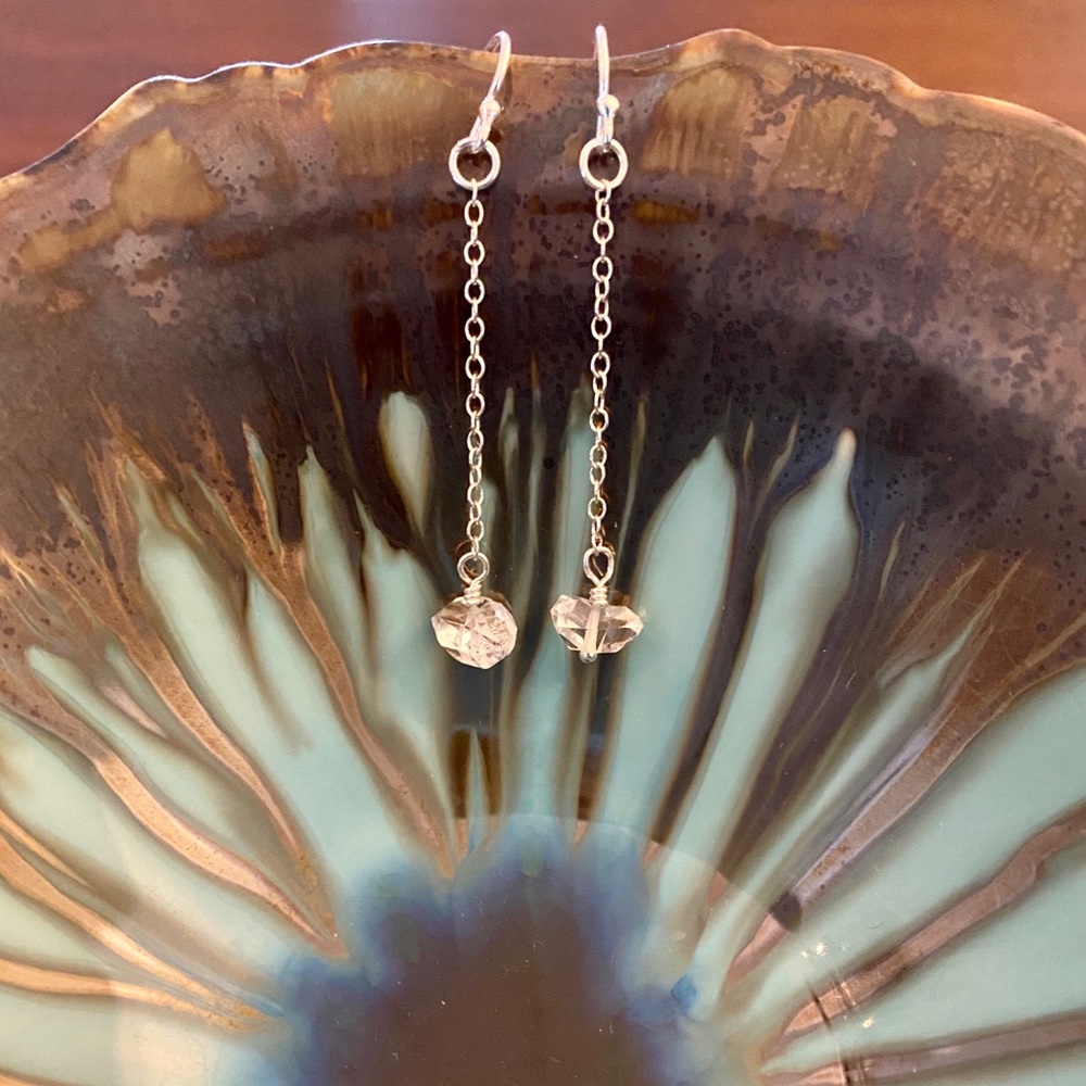 Herkimer Quartz “Diamond” drop earrings